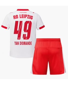 Billige Fotballdrakt RB Leipzig Yan Diomande #49 Replika Hjemmedraktsett Barn 2025-26 Kortermet (med bukser)